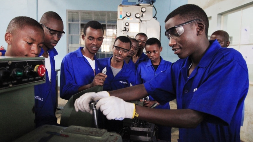 A picture of TVET learners in a TVET Lab