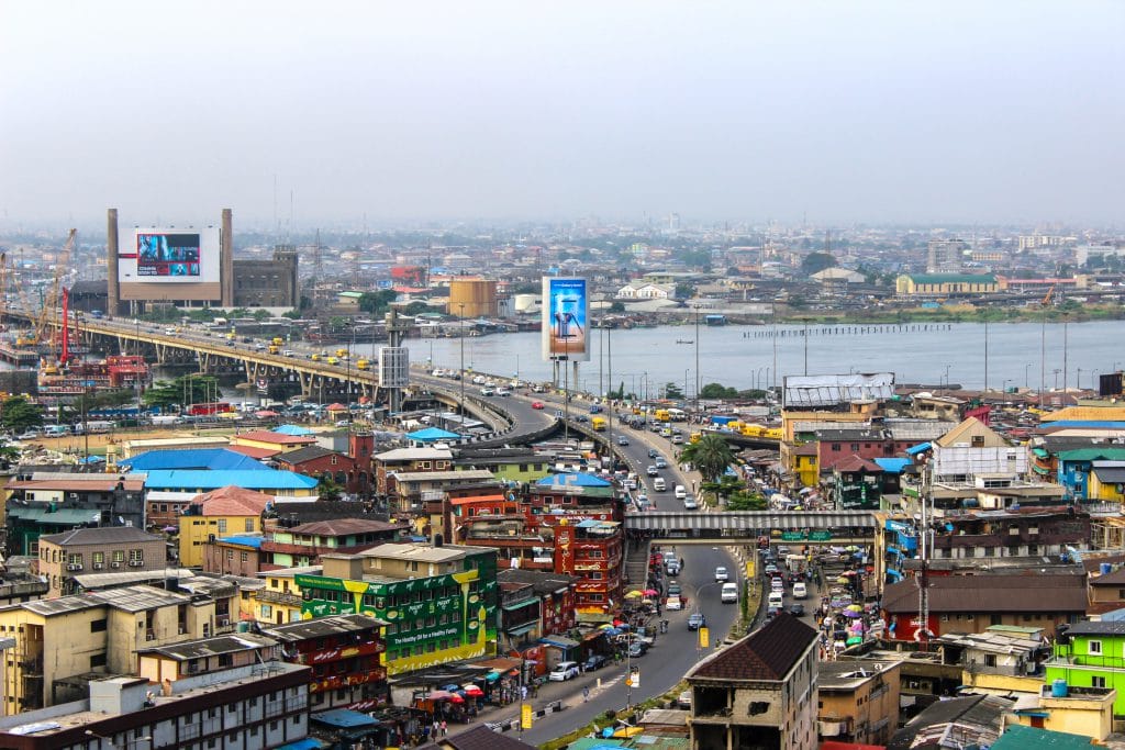 The image represents Lagos City in Nigeria