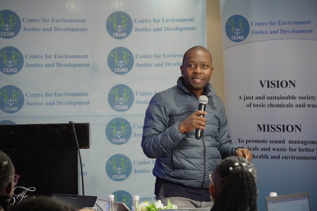 Griffins Ochieng Executive Director of Centre for Environment Justice and Development ( CEJAD) During the CSO Coalition to End Plastic Pollution forum
